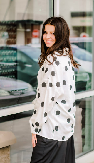 Darling Dot Button Up Top
