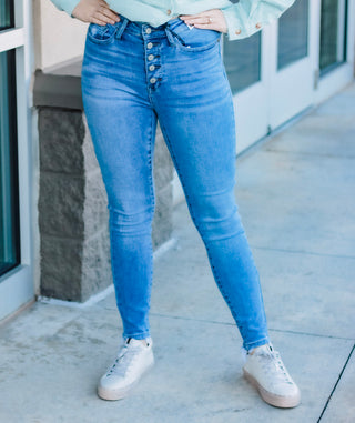 All Time High Button Fly Judy Blue Skinny Jeans