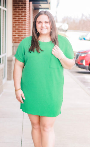 Ribbed Forever Dress in Kelly Green