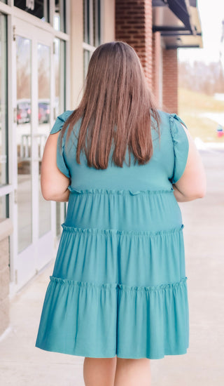 Anything But Basic Dusty Teal Dress