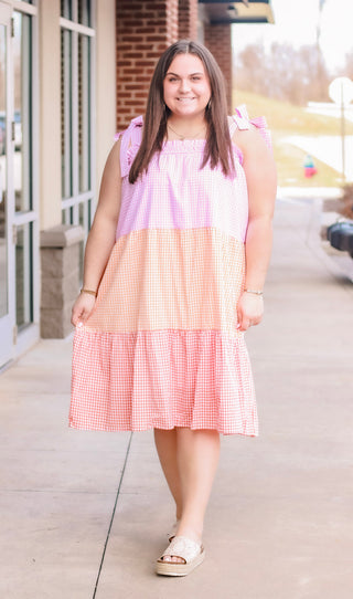 Follow the Sun Gingham Midi Dress