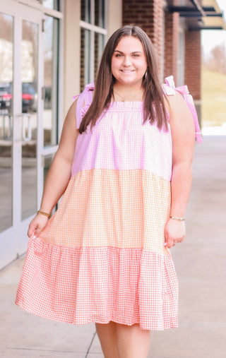 Follow the Sun Gingham Midi Dress