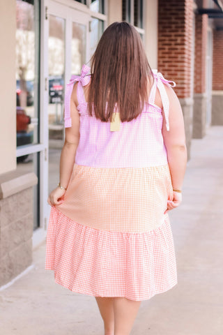 Follow the Sun Gingham Midi Dress