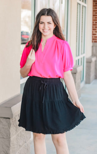 Ready to Work Blouse in Hot Pink
