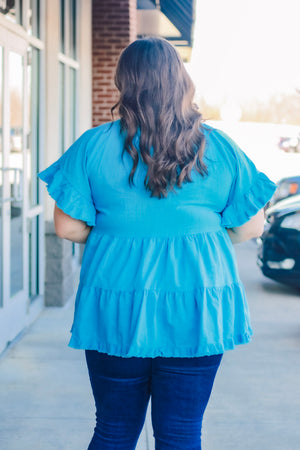 Love You Anyway Tiered Top in Aqua