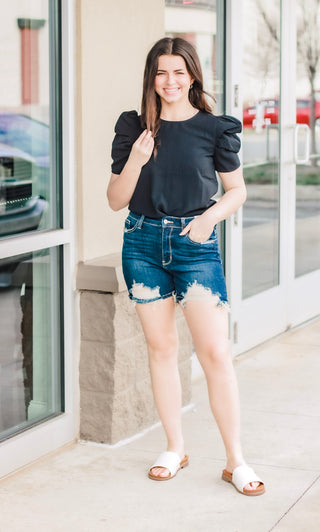 For the Occasion Puff Sleeve Top in Black