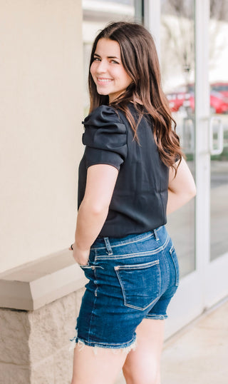 For the Occasion Puff Sleeve Top in Black