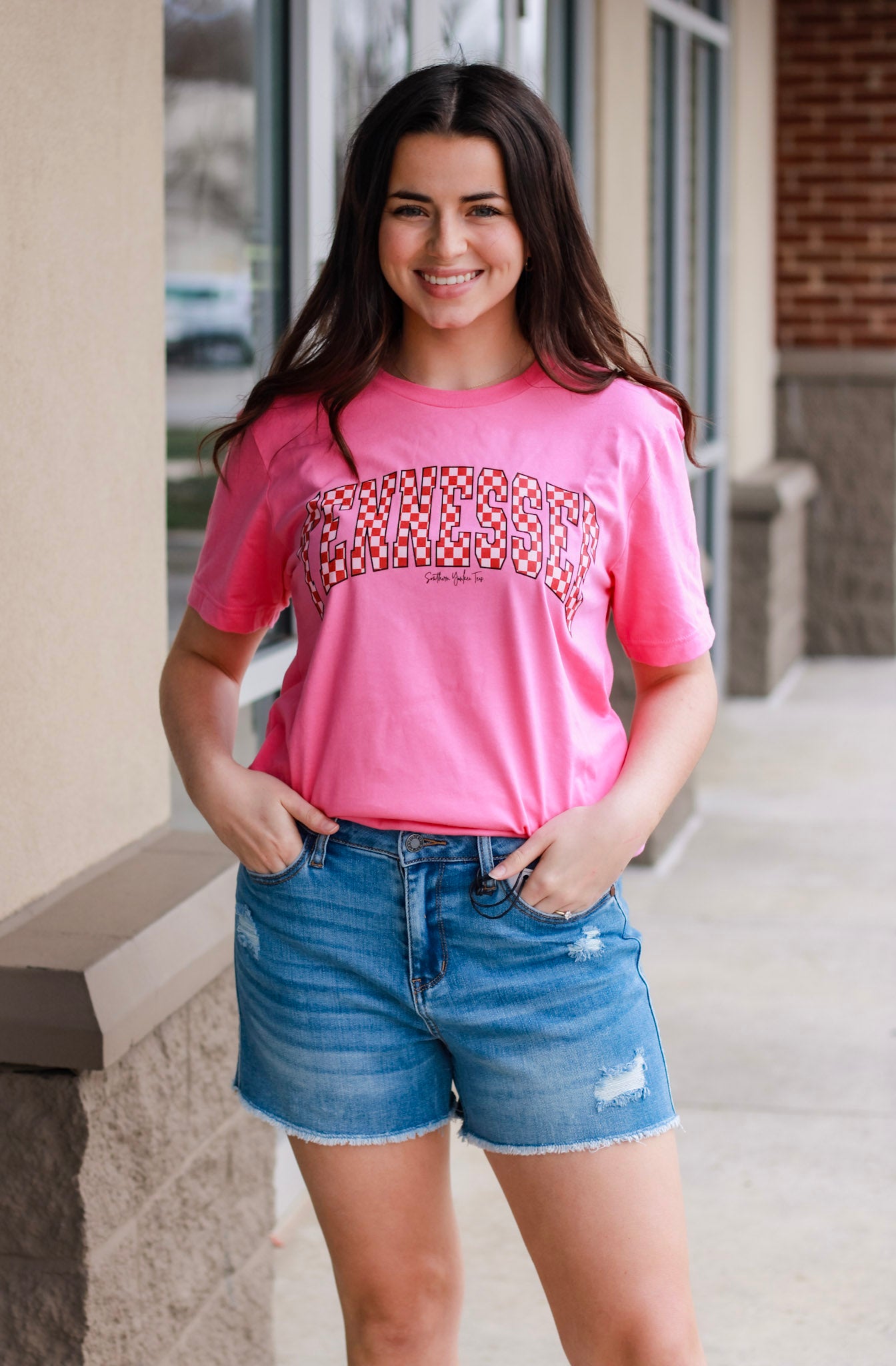 Charity Pink Checkered Tennessee Tee