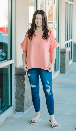 All for Love Top in Pale Coral