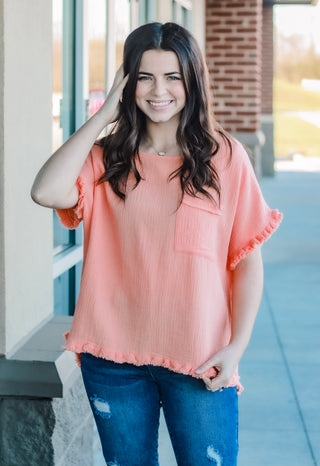 All for Love Top in Pale Coral