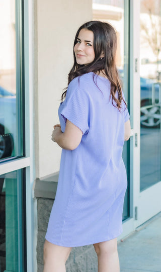 Ribbed Forever Dress in Lavender