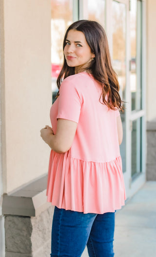 Pep in My Step Peplum in Peach