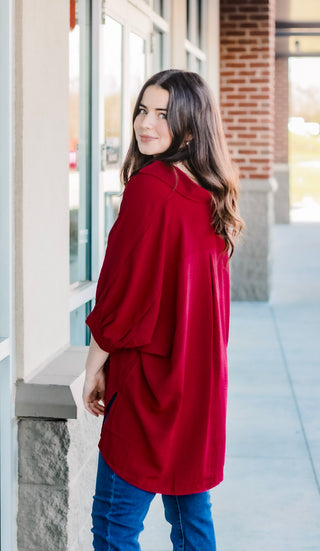 Halfway There Burgundy Top