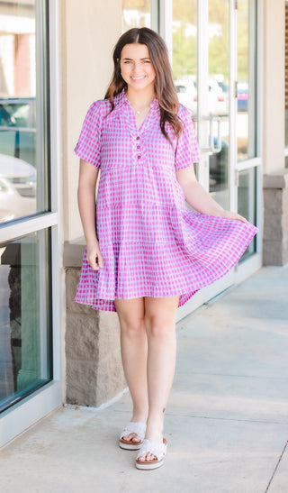 Gingham Girl Purple/Blue Dress
