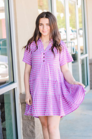 Gingham Girl Purple/Blue Dress