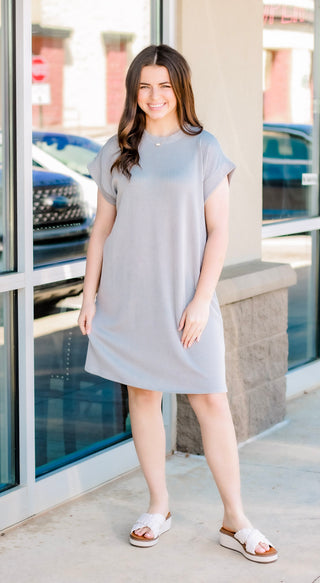 My Favorite Ribbed Dress in Silver