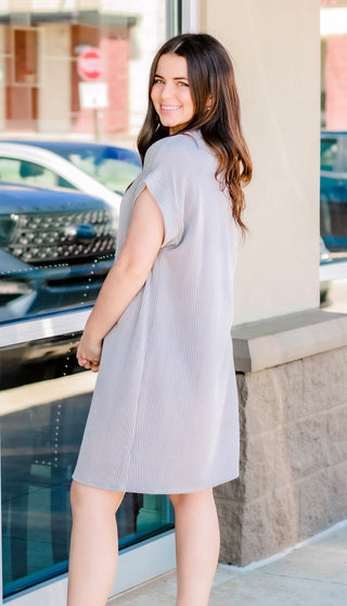 My Favorite Ribbed Dress in Silver