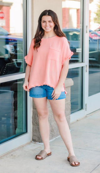 All for Love Top in Pale Coral