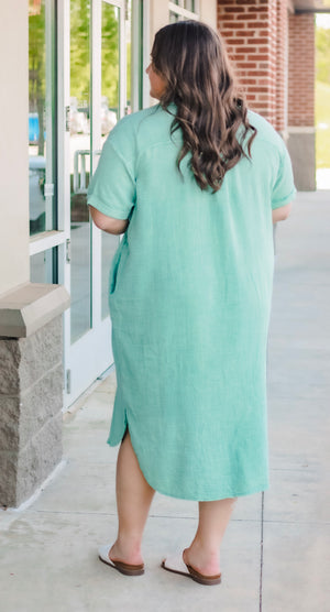 Get Carried Away Mineral Wash Dress in Sage