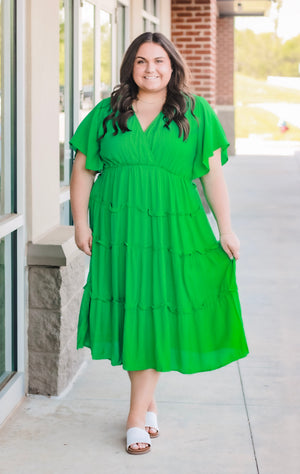 Time to Breathe Dress in Kelly Green