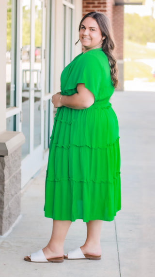 Time to Breathe Dress in Kelly Green