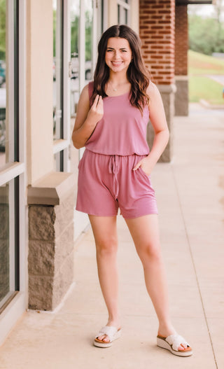 Summer Days Tank Romper in Dusty Rose