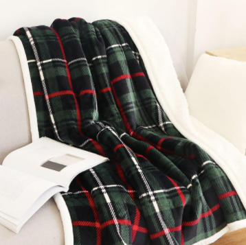Plaid Reversible Sherpa Throw Blanket