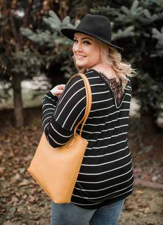 SEIZE THE MOMENT BLACK STRIPED TOP in store- sale