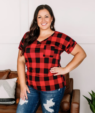 Double Check Yourself Red & Black Tee