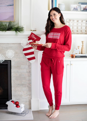 Hello Mello- Best Day Ever Holiday Pants, Red