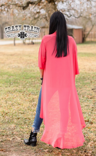 Short Round Duster in Coral