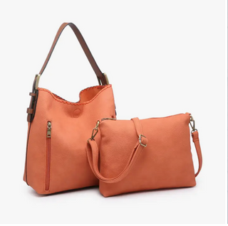 Jen & Co Alexa 2 in 1 Hobo Bag in Burnt Coral