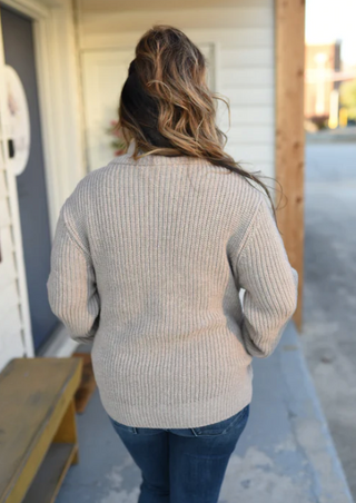 Keeping Warm Sweater Puffer Jacket in Taupe