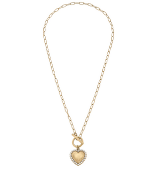 CANVAS Style Molly Pearl Studded Heart T-Bar Necklace
