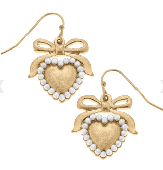 CANVAS Style Molly Pearl Studded Heart & Bow Earrings