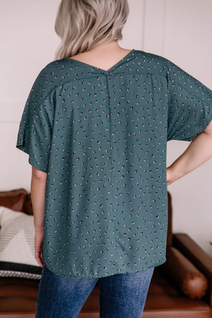 Got You In My Sights Teal & Mocha Animal Print Blouse