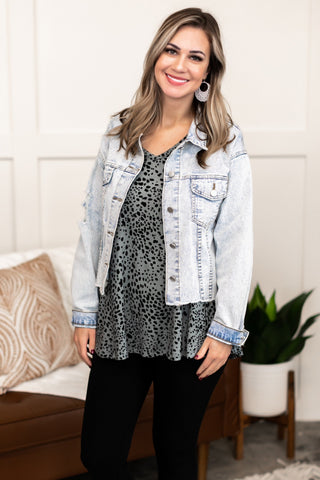 Going Places Pin Striped Denim Jacket