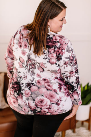 In Living Color Pink and Gray Floral Top