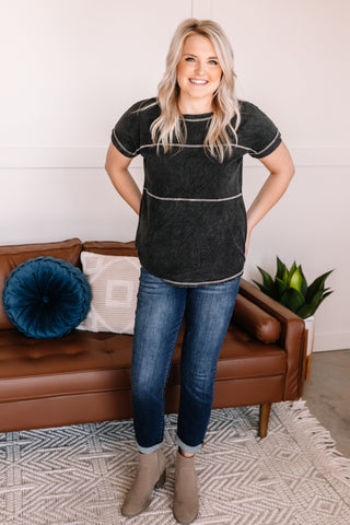 Redundancy In Black Mineral Wash Top