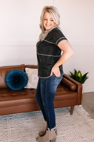 Redundancy In Black Mineral Wash Top