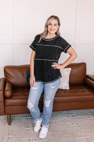 Redundancy In Black Mineral Wash Top