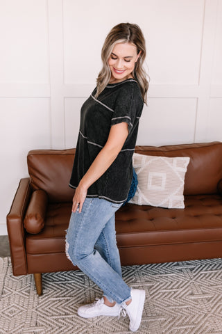 Redundancy In Black Mineral Wash Top