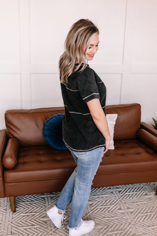 Redundancy In Black Mineral Wash Top