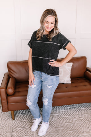 Redundancy In Black Mineral Wash Top