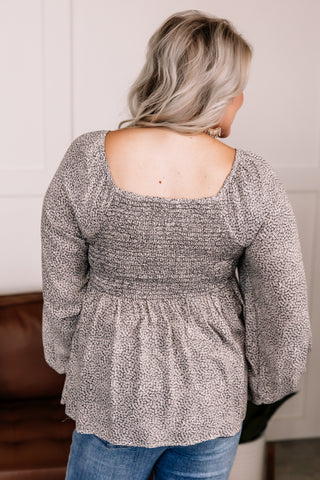 Make It Easy On Me Charcoal Floral Blouse