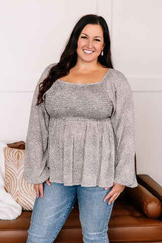 Make It Easy On Me Charcoal Floral Blouse