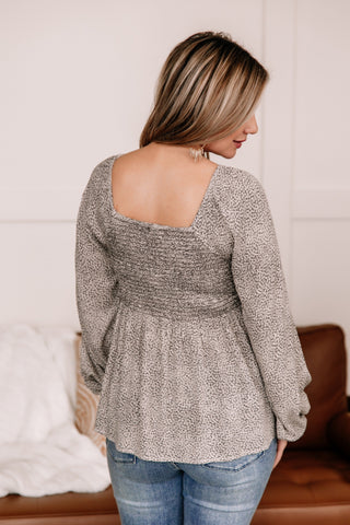 Make It Easy On Me Charcoal Floral Blouse