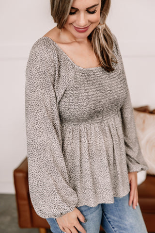 Make It Easy On Me Charcoal Floral Blouse