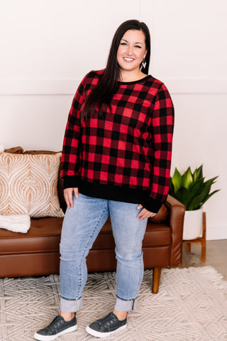 Buffaloed Again Red and Black Plaid Top