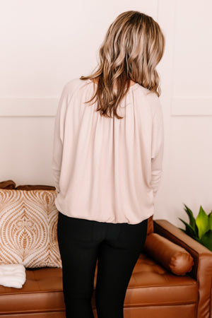 Gathered Together Ruched Oatmeal Top